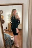 I was pleasantly surprised with this dress, because of my height and full hips sometimes "body con" style dresses aren't that flattering but this dress fit very well and was flattering! Even the length looks good and I don't think I will have to hem it which is a major plus but it's still long enough that it would work for the taller girlies out there. The material feels so nice, it's thick and good quality and the dress also has a liner that helps hide any bumps or lumps if you're worried about that sort of thing. It does have a pretty deep V-neckline but it's not too dramatic, just enough to be sexy. - Haley W.