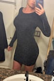 This dress fits true to size & is the perfect length. - Melissa J.