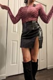 This skirt fits perfectly for petites. I love it very much. The leather material is soft and comfortable to wear. - Haide K.