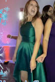 This dress is a stunner and it has pockets! I've never had so many compliments in my life. A large would have fit just a little better, my bust was on the cusp of M/L. Love this dress so much. - Kourtney H.
