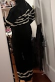 Bought the top and pants. This review is for the pants. The medium is a little snug which I can live with, but the length is not as long as I'd like by about an inch or two. Would look much better if longer so I'm exchanging. The photo here is accurate. The length sits right above the shoe and for me not what I like.
Also, the waistband rolls which is a negative, I had to keep flattening it out.
Lastly, it looks cozy but the material does itch. So if you're like my sister who can't wear sweaters because they itch her, this is not for you. - Christina V.