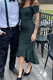 The fit was perfect, would still need nipple covers just because I could still see mine pointing through. The dress was perfect length for me as well and fit like a glove. I'm 127 pounds and usually an XS but reading the reviews I thought I should get a size small. I'm glad I didn't! It does run true to size and I steamed the dress before wearing it because during shipping it got a little wrinkly. I could bend, dance, sit, and do everything in it without being uncomfortable. I got so many compliments on this dress and the quality is great. - Catherine A.