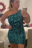 Loved this dress. Super cute. I wish the color was more green than teal. But overall extremely flattering on and sexy. Love this dress and can't wait to wear it! - Michelle P.