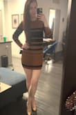 I saw in the reviews that this was a little short, and it is advertised as a mini. Since I'm 5'9", I was worried it might be riding up too high. But I tried it on a loved it! It is several inches above my knee, but it's not so short I feel uncomfortable or that it feels too revealing. I'm in a medium. Fit is great. As others have said, the fabric is the right amount of stretchy, gives good coverage, and is comfy. Stripes are flatteringly placed. the colors are gorgeous. Redheads, you NEED this. Can't wait to try it out with some knee-high boots! - Sarah L.