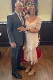 This dress looked amazing, the fit was very comfortable. I felt absolutely beautiful in it and received a tremendous amount of compliments. The flow was elegant and hugged my figure.
"First look" with my husband brought tears to his eyes. - Regina P.