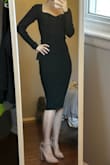 Love this dress it's sooo comfortable and not too thick of a material. Very flattering and went perfectly with these black ankle boots. I wore a strapless sticky bra with it due to the wider neckline. Got a ton of compliments on it. - Rosalena F.