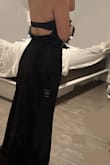 This dress fits perfectly and has a stretchy strap in the back making it fit more than one bust size! I'm a 34B and the dress fits great as long as I use a good bra with it. A friend of mine is a 36DD and she was able to fit the dress as well! It does run a bit long but I was able to make it work with heels. - Gresia L.