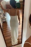 I was drawn to the simplicity of this dress, but it ended up being too simple (whereas I LOVE the simplicity of the Infinite Glory). The medium was too tight everywhere except the bust, but it sure did make the booty look great. The material felt slightly cheaper/thinner than the other crepe dresses I tried on. I hate to say it, but it was just meh. - Stacey S.
