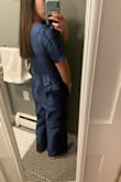 I ordered both a small and an extra small. The small fit nicely on top but was very baggy on the bottom. It was very large over my butt and the fabric bunched up strangely in my low back area. I then ordered an extra small, which was too tight on top but still had the same bunching problem in the butt. - Michele S.