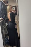 Ordered this dress for a black tie wedding, the fit is great, the material is stretchy to adjust to different people, the arm sleeves were plenty long and the dress is a good length to wear in heels. Sleeves also feel secure, doesn't feel like they'll slip off the shoulders because of the connecting line in the back. - Nicole W.