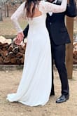 After ordering a few dresses, I fell in love with this one. The lace sleeves are a dream, and it just flatters my body. The open back is just beautiful, and it fits true to size. Can't wait to wear it on my wedding day! - Vanessa S.