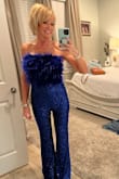 This outfit was amazing! It fit me perfect! Very comfortable! I got so many compliments! My only complaint is the sequins on the inside of my legs would catch together, but that is what happens with sequin pants! I would definitely recommend this, and I would buy again! - Liesl K.