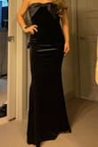 Dramatic Stunner Navy Velvet Bow Strapless Maxi Dress