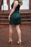 When I ordered the dress, it was a little large in the shoulder and bust region. I had it altered a little, and it fit perfectly! Did not ride up and was very comfortable to sit, walk, and dance in! - Hiedi O.