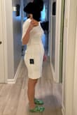 I bought this dress for my bridal shower and it was so comfortable and flattering! Usually, I am between a Medium and Large so I ordered one of each size but I really could have used an XL to help with the riding up. I received many compliments on how great I looked and I'm trying to find excuses to wear it again! (Rehearsal for sure, and then maybe date nights??). - Georgia K.