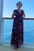 I really loved this dress. It was a lot of fun to wear for our 30th Anniversary Cruise to the Captain's Ball.
I made 3 alterations: First, I bought a size larger (from M to L). Second, I altered the dress to not be as open in the front. Third, I took 2 inches off the length.
Then, it was perfect! I loved wearing this dress. - Kathy M.