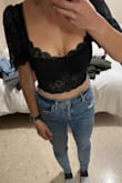 I had this in mind for a date night or night out. It's super flattering and gives you an hourglass look. I actually sized up because I'm more of a straight figure so I wasn't sure if too was going to be hardlined. There's some lining in the cups so you don't have to wear a bra unless you want the push-up. The lining, in the end, is just a pretty soft lace but does roll a little when sitting down or if the shirt is tight so keep that in mind. I really love it, though. It makes any outfit pop. - Valery T.