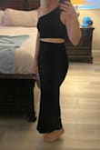 This is so cute and flattering. It has a nice stretch to it and the material feels like a really good quality. Buy it! You won't be disappointed! - Nicole F.
