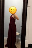 Couldn't zip this dress up and there was just too much material in the skirt for a petite person. Would have been a contender for a bridesmaid dress if there was a petite size. - Denise T.