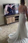 I ordered a large even though I needed an XL (they were out of stock). I am a 41 bust, but 38Cs fit perfectly. So I was hoping I could squeeze into this. I could, in fact, not. It was loose around my hips, so I would have needed to get that taken in along with getting the dress hemmed, due to length. The dress was great material, and I'm really bummed it didn't fit. - Kassidy K.