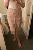 I love the design of this skirt but unfortunately, the tweed ripped in three places before I ever left my house in it -- it is extremely fragile and does not respond well to sitting. *Really* love the design and would love to see a higher quality material in the future. Photos are from the very first time wearing :( - Alexandria B.