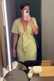 Ordered this for my honeymoon, and it ended up being one of my favorite outfits. It fits really well and compliments various skin tones - I wore this when I had a slight tan, but thought it looked good pre-trip when I was super pale. The fabric is linen and a little thicker so it lays nicely. I used pasties & fabric tape to get it to stay in place. - Heather B.