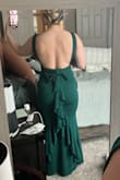 From the front, this dress is amazing!!! I seriously wanted to love it so bad, BUT the open back was not working for me. I am pretty broad (I consider myself to have an athletic build), and because of the open back, the straps just didn't sit on my body right. I ended up returning this dress, unfortunately. - Emma F.
