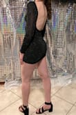 Daughter wore to Snow Week dance; very stretchy to accommodate her height and provide coverage. She loved how soft the material was. Scoop back had wow factor. Highly recommend. - Rebecca R.