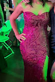 The size finder worked great. The dress fit like a glove, besides having to hem it shorter but that is to be expected due to my height. It wasn't the best dress to dance in all night because it was strapless, however, it was comfortable and beautiful and I received so many compliments. - Paige A.