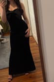 Dramatic Stunner Navy Velvet Bow Strapless Maxi Dress