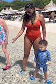 Been trying to get myself back in shape after having twins and hate that I feel like I should be wearing a one-piece since I don't look like I used to in a bikini but this bathing suit really made me feel sexy again. It fits great, actually holds the tummy, and is more supportive in the chest area than I expected. Extremely happy I purchased it. I got a size Medium. - Jennifer B.