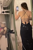I love the back, can be adjusted to fit your waist better. I will need some boob tape to be safe with the top. Love its elegance! - Mia G.