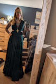 The dress requires a little flexibility to zip up on your own, BUT it is so incredibly flattering. The flow is amazing, and the peek-a-boo in the back and sides is enough to feel edgy but not too risque. I legit felt like a goddess in this dress. I want to find more reasons to wear it again. - Anna S.