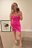 I don't own any clothes in pink other than a pair of nursing scrubs, my husband says it's his favorite color that he's ever seen me wear. So for a formal night on a cruise, I bought this pink dress and WOW is it flattering! He told me "See I told you Pink is your color!" I LOVE this dress. It's comfortable, stretchy, don't need a bra (just pasties). It's absolute perfection! - Lauren R.
