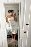I am so happy with the way this dress fits. I got it for graduation in May and I am so excited to wear it! The fabric is thick enough but also has so much stretch to it. So happy with this purchase! - Ariana