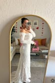 We're having an intimate wedding ceremony with our family and I wanted something inexpensive but also memorable for this event. I'm a 4 in pants and usually a S/M in dresses and this was a perfect fit. The sleeves were not as tight as I expected, I can comfortably move my arms around. Worth every penny! - Ruby H.