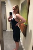 I got a small and had to exchange for a medium. It's tight around the thighs and butt which is nice, but the breast area has no support. I tightened the straps and added a sticky bra but it still didn't look very flattering on me and it drooped open when leaning over. Not very safe for dancing! The front has a weird scoop line that I didn't care for on my thighs. I would return if I could but I bought it on sale. - Amanda D.