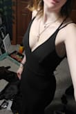 It shows off cleavage (or lack thereof) without revealing too much boob. And, it is a dress friendly to those of us who don't have much happening in the boob department. The dress doesn't give any illusion that makes my boobs look bigger, but it does successfully flatter what I have. The dress comfortably covers all of my boobs and doesn't have too much extra fabric in the area (again, small boob friendly). In general, the dress hugs whatever curves I might have. It definitely helps give your ass some shape. You should note though, that if you have curves that you don't like, it will highlight those as well. As a tall girl, the length is surprisingly pretty good! When I'm not in heels, it's floor length. That does mean that when I do wear heels it can/does look kinda odd with the length of the dress being above the floor, but like I can get over that for all the other positives that this has. - Jaz L.