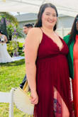 It fit perfectly! (I did use tape around the cleavage just for extra security).
The dress is long enough to wear heels so you may need to get it shortened if that's not your vibe.
The dress was super comfy. I wore it for hours as a bridesmaid in a sunny garden wedding with no issues and minimal discomfort. 
All in all, I definitely recommend it!! - Christa-Marie T.