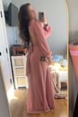 This dress fit like a glove! It's stunning and a beautiful color too. I'm going to a wedding with a floor-length dress requirement but I'm 52. This dress is not cheap to get hemmed. It's lined and the skirt is BIG. I live in NYC and a tailor shop quoted me $175 to get it hemmed. Luckily the dry cleaners by my house only quoted me $75. But make sure to factor that in if you're short. I took about 3 and a half inches off the bottom to fit with 2-inch heels. But it is a gorgeous dress! - Lia R.