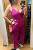 Wish it was a little more hot pink like the picture, it looks more magenta in person. Ordered a large. A little long, might need [to be] hemmed. Big under [my] arms and around bust. - Jessica A.