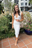 We had a casual rehearsal night welcome party for all our guests, and this was the perfect dress for the occasion! I loved it and wore it on our honeymoon too. Super comfy fabric, lined well so it's not see through at all. I'm super small chested, and it still fit me great. - Marissa G.