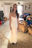 I love this dress. I'm getting married on the beach and wanted a lace dress. This dress is perfect as I won't be too hot. I love the train because it's just the perfect length. The lace-up corset back is perfect for the location. I'm tall but thin and it's the perfect fit. I can't wait for my future husband to cry!!!! - Bridget V.