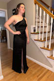 Love dress/style & cost. Wish [the] slit was not so high but can be fixed - other than that no alterations needed! - Chrissy F.