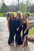 I wore 4 inch heels with this dress! It made it graze the floor perfectly. I am 5'2 for reference. The fabric is high quality and stretched well where it needed to! - Haley A.