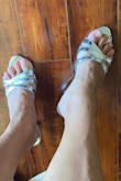 I love the way it fits and looks. The style is this pretty silver shiny metallic color with a nice low heel. It's slightly 1/2 an inch big but no problem as long as it's comfortable to walk in. I love them. Thank you, LULUS! - Ernestine D.