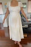 I purchased this dress for my wedding.  I love the puff sleeves and the pink polka dots with a nice bodice.  Very comfortable and has a lining on the inside.  Pretty dress! Thank you, Lulus! - Ernestine D.