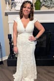 I can't get over how perfect this dress fits me. It was very flattering and hugged my body in all the right places. It is a bit long so I am considering having it altered. But the fit was dead on. I am usually a large in most dresses; I ordered the large, and it was definitely the right size. Can't wait to wear this at my wedding! - Nicole O.