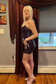 My teen daughter wore this to junior prom. A bit short but in style! Lovely purple color and nice quality sequined dress. Also fully lined. She said it was very comfortable too! Lots of compliments. Great purchase. - Kelly N.