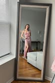 The dress fits perfectly and the material is so feminine and pretty. Perfect for wedding guest dress or spring event. Fits true to size. I ordered a small and the length is still great! - Allison S.